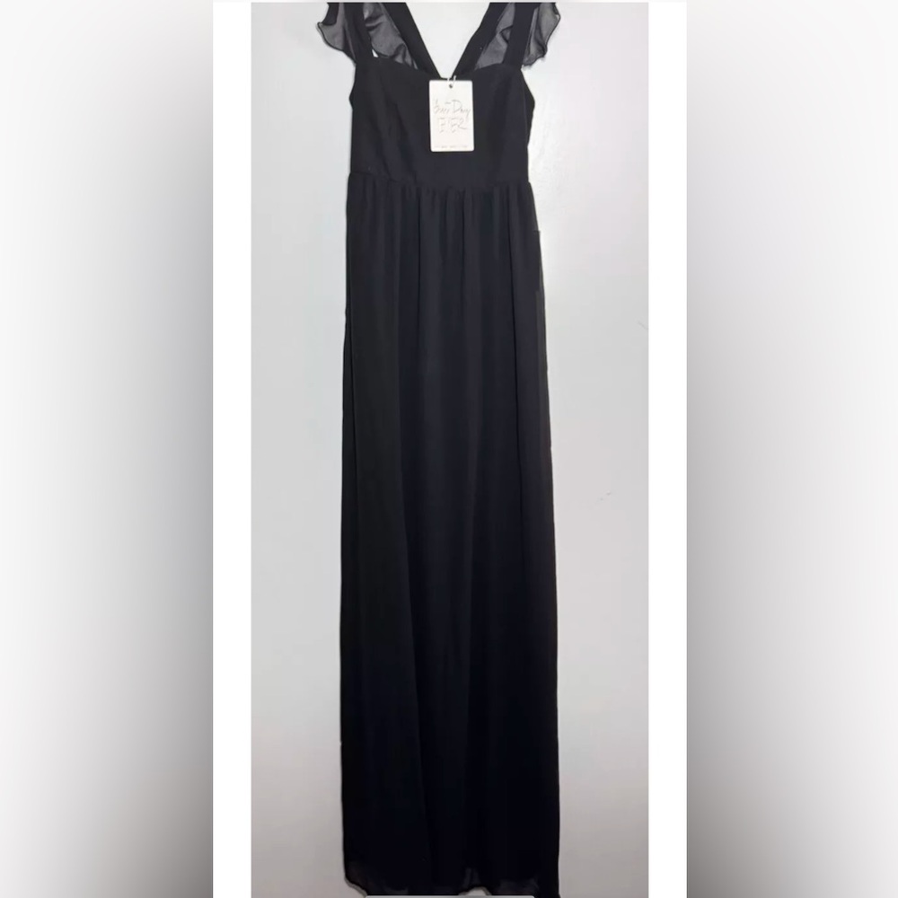 Show Me Your Mumu XXS Black June‎ Maxi Bridesmaid Dress Ruffle Straps